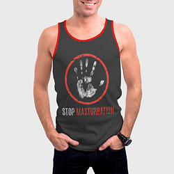 Майка-безрукавка мужская STOP MASTURBATION, цвет: 3D-красный — фото 2