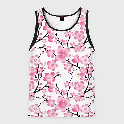 Мужская майка без рукавов Весенняя сакура / 3D-Черный – фото 1