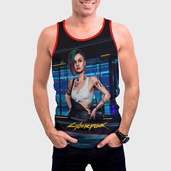 Майка-безрукавка мужская Judy Джуди Cyberpunk 2077, цвет: 3D-красный — фото 2