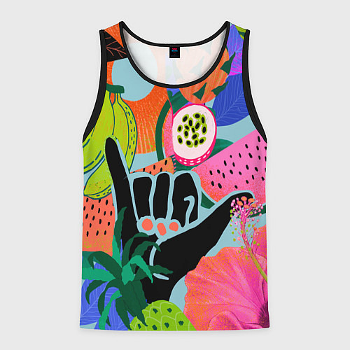 Мужская майка без рукавов Лето хипстера / 3D-Черный – фото 1
