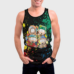 Майка-безрукавка мужская Мультфильм Южный парк персонажи South Park, цвет: 3D-черный — фото 2