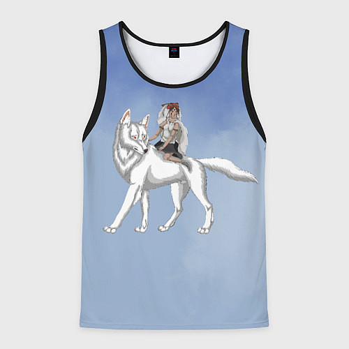 Мужская майка без рукавов Принцесса Мононоке и волк / 3D-Черный – фото 1
