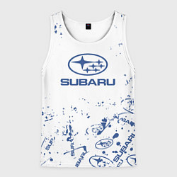 Майка-безрукавка мужская Subaru брызги, цвет: 3D-белый