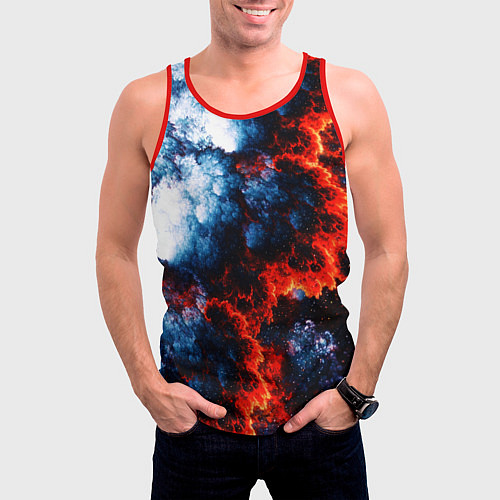 Мужская майка без рукавов 3D ЯДЕРНЫЙ КОСМИЧЕСКИЙ ВЗРЫВ ОГОНЬ / 3D-Красный – фото 3
