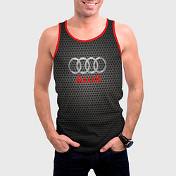Майка-безрукавка мужская Audi карбон, цвет: 3D-красный — фото 2