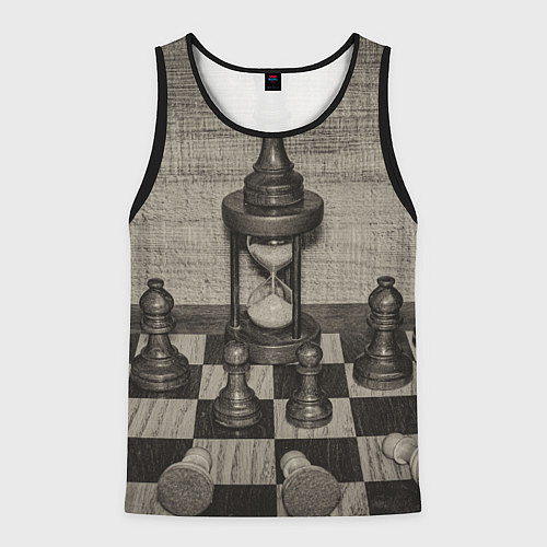 Мужская майка без рукавов Старинные шахматы / 3D-Черный – фото 1