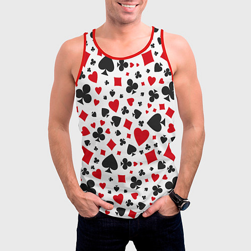 Мужская майка без рукавов Картёжные Масти / 3D-Красный – фото 3