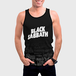 Майка-безрукавка мужская Black Sabbath логотипы рок групп, цвет: 3D-черный — фото 2