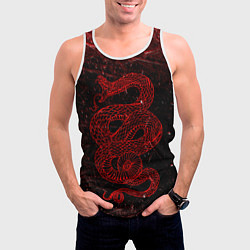 Майка-безрукавка мужская Красная Змея Red Snake Глитч, цвет: 3D-белый — фото 2