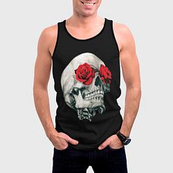 Майка-безрукавка мужская Череп Розы, цвет: 3D-черный — фото 2
