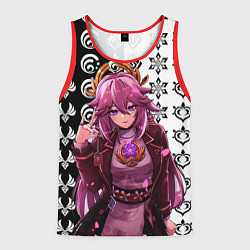 Майка-безрукавка мужская Яэ Мико прекрасная Геншин Импакт, цвет: 3D-красный