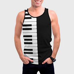 Майка-безрукавка мужская Черно-Белое Пианино Piano, цвет: 3D-черный — фото 2