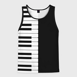 Майка-безрукавка мужская Черно-Белое Пианино Piano, цвет: 3D-черный