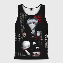 Майка-безрукавка мужская Токийский Гуль Иероглифы Tokyo Ghoul, цвет: 3D-черный
