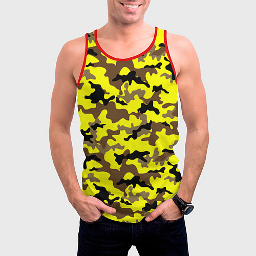 Мужская майка без рукавов Камуфляж Жёлто-Коричневый / 3D-Красный – фото 3