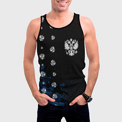 Майка-безрукавка мужская РОССИЯ - ГЕРБ Брызги 9, цвет: 3D-черный — фото 2