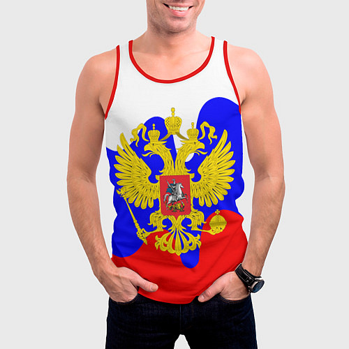 Мужская майка без рукавов Герб россии герб / 3D-Красный – фото 3