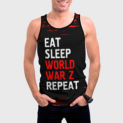 Майка-безрукавка мужская Eat Sleep World War Z Repeat - Краска, цвет: 3D-черный — фото 2