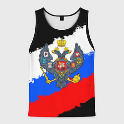 Майка-безрукавка мужская Россия - имперский герб, цвет: 3D-черный