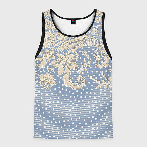 Мужская майка без рукавов Кружево и горошек / 3D-Черный – фото 1