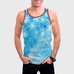Майка-безрукавка мужская Новогодние снежинки, цвет: 3D-красный — фото 2