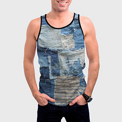 Майка-безрукавка мужская Пэчворк Рваная ткань Hype, цвет: 3D-черный — фото 2