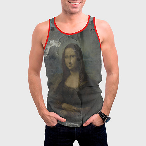 Мужская майка без рукавов Мона Лиза - Джоконда Post Art / 3D-Красный – фото 3