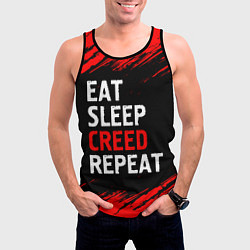 Майка-безрукавка мужская Eat Sleep Creed Repeat - Краски, цвет: 3D-черный — фото 2