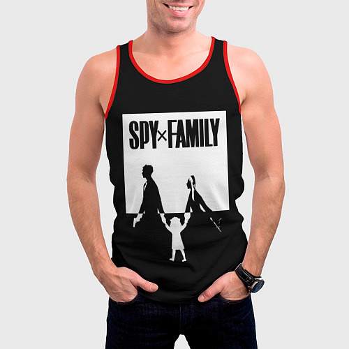 Мужская майка без рукавов Spy x Family: Семья шпиона черно-белая / 3D-Красный – фото 3