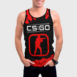 Майка-безрукавка мужская CS:GO лого с линиями и спецназом, цвет: 3D-черный — фото 2