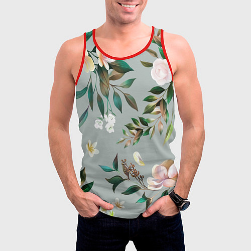 Мужская майка без рукавов Цветы Цветочный Букет / 3D-Красный – фото 3