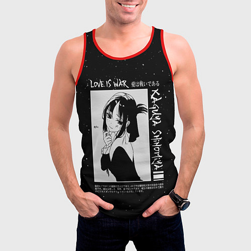 Мужская майка без рукавов KAGUYA SHINOMIYA В ЛЮБВИ КАК НА ВОЙНЕ / 3D-Красный – фото 3