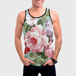 Майка-безрукавка мужская Букет роз Лето, цвет: 3D-черный — фото 2