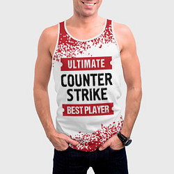 Майка-безрукавка мужская Counter Strike: красные таблички Best Player и Ult, цвет: 3D-белый — фото 2