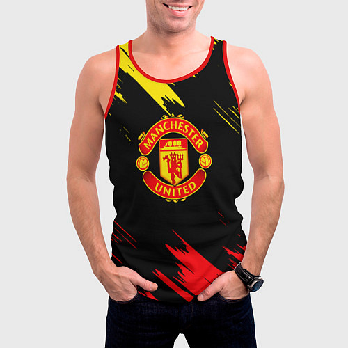 Мужская майка без рукавов Manchester united Texture / 3D-Красный – фото 3