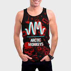 Майка-безрукавка мужская Arctic Monkeys Rock Glitch, цвет: 3D-черный — фото 2