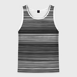 Майка-безрукавка мужская Black and white thin stripes Тонкие полосы, цвет: 3D-белый