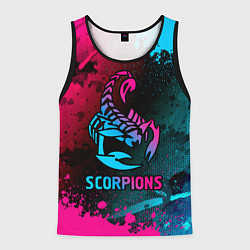 Майка-безрукавка мужская Scorpions Neon Gradient, цвет: 3D-черный