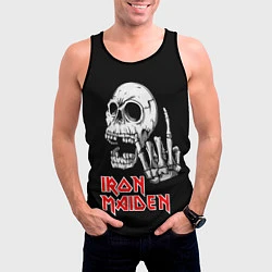 Майка-безрукавка мужская Iron Maiden Череп, цвет: 3D-черный — фото 2