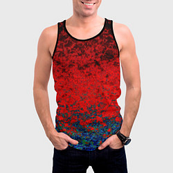 Майка-безрукавка мужская Абстрактный узор мраморный красно-синий, цвет: 3D-черный — фото 2