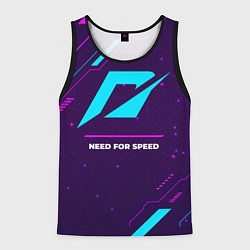 Майка-безрукавка мужская Символ Need for Speed в неоновых цветах на темном, цвет: 3D-черный
