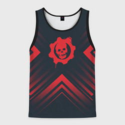 Майка-безрукавка мужская Красный Символ Gears of War на темном фоне со стре, цвет: 3D-черный