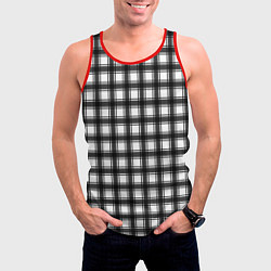 Майка-безрукавка мужская Black and white trendy checkered pattern, цвет: 3D-красный — фото 2