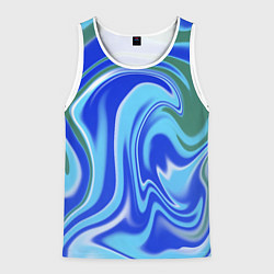 Мужская майка без рукавов Тай-дай с синим, зелёным и белым цветом