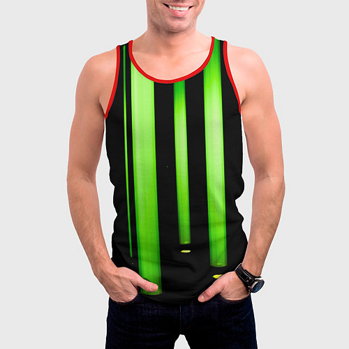 Мужская майка без рукавов Абстрактные неоновые колбы с кислотой - Зелёный / 3D-Красный – фото 3