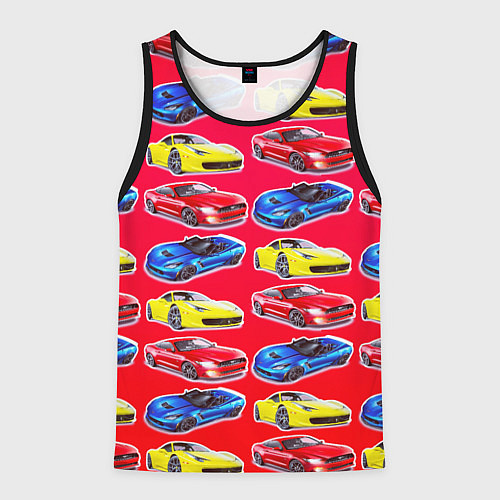 Мужская майка без рукавов Спортивные машины / 3D-Черный – фото 1