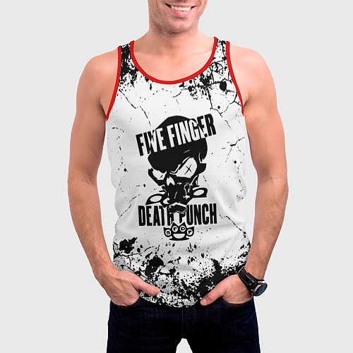Мужская майка без рукавов Five Finger Death Punch - мелкие трещины / 3D-Красный – фото 3