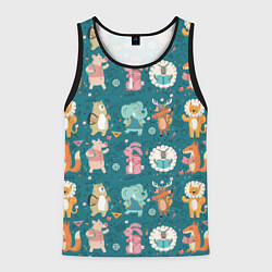 Майка-безрукавка мужская Звери идут в школу, цвет: 3D-черный