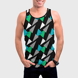 Майка-безрукавка мужская Разноцветные треугольники на черном фоне, цвет: 3D-черный — фото 2
