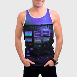 Майка-безрукавка мужская Неоновые игровые автоматы - Фиолетoвый, цвет: 3D-белый — фото 2